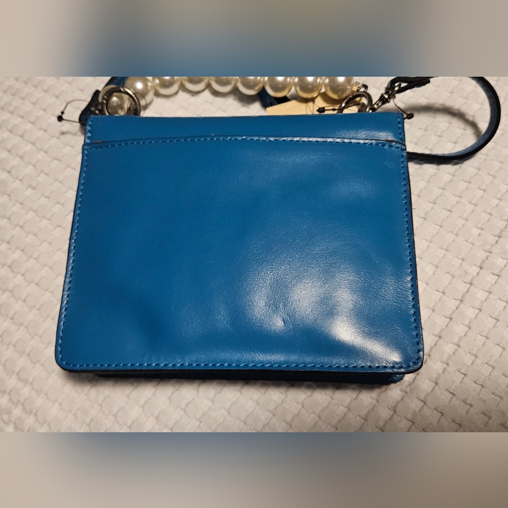 NWT Patricia Nash Leather Veolia Crossbody W/ Detachable Pearl Handle: Turquoise - Picture 14 of 15